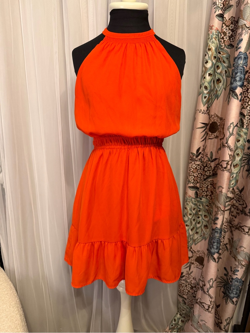 Shinestar Orange Halter Mini Dress